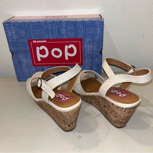 Pop Womens Perky natural Wedge Sandals size 11 platforms Strappy with OG box - Picture 3 of 12